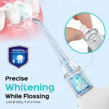 COSLUS Water Flosser Pick with 30pcs Whitening Mint Flavor Refill Combo for Teeth, Braces, Gums Care - Easy to Use, Portable for Coffee Lovers & Travel, Rechargeable, BPA-Free, Black, W40(F5020E)