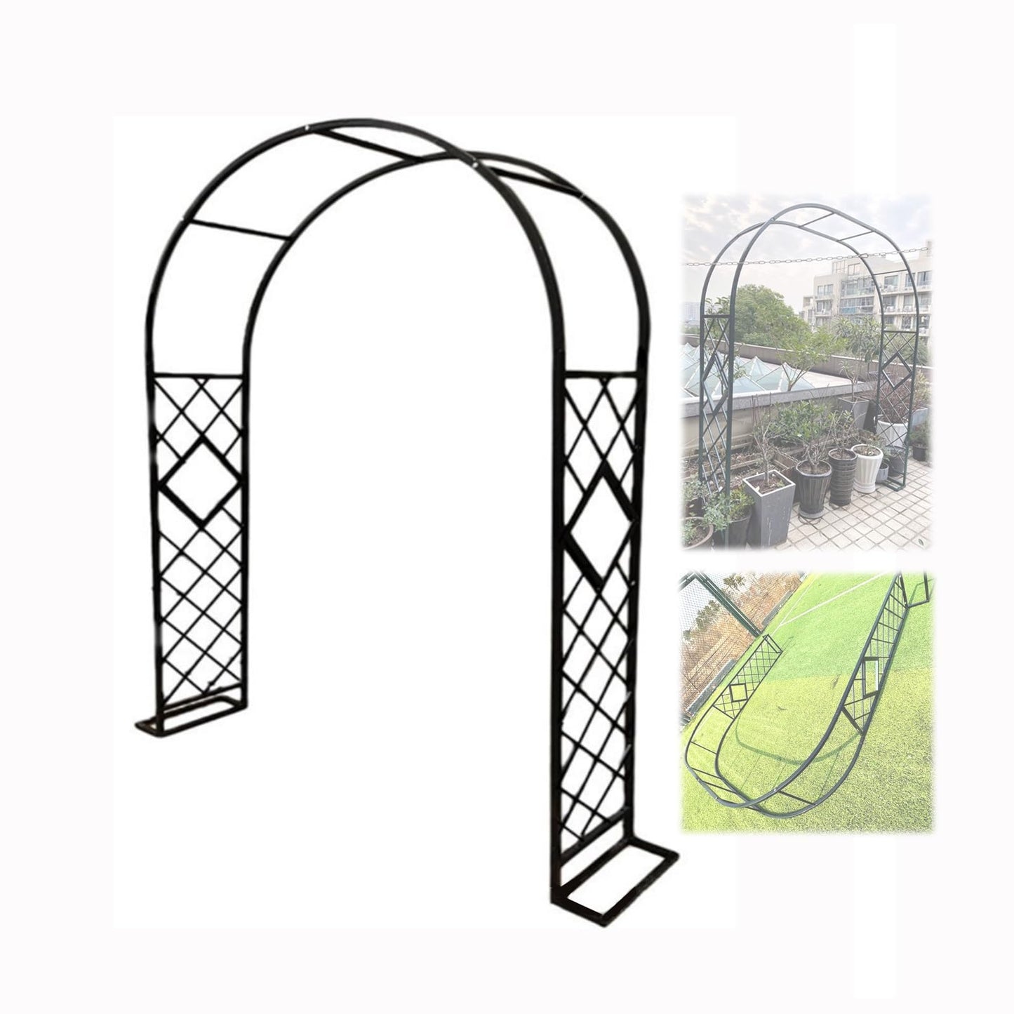 French Style Steel Wedding Arch Stand for Garden Trellis 240x230x40cm 140 340cm Width Options ()