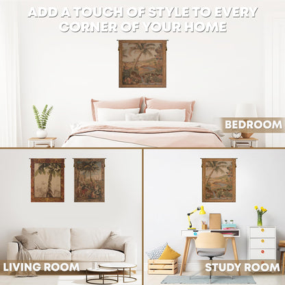 Charlotte Home Furnishings Inc. Bouquet Exotique With Monkey French Tapestry Wall Hanging 58 X 58 Inch Viscose Cotton And Polyester Blend Wall Art Perfect For Home Decor And Wall Decor