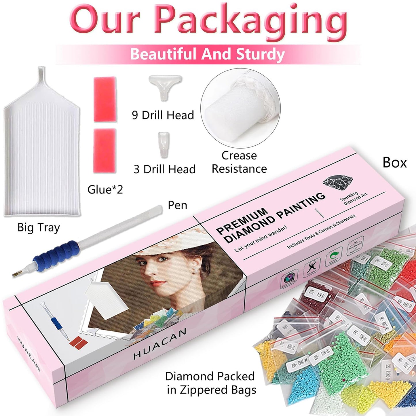 Huacan Diamond Art Kits for Adults Flower AB Drills Diamonds Painting Kit DIY Full Round Drill Paintings for Home Wall Decor Picture Size 12 * 12 Inch (Flower 5)