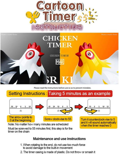 Chicken Cartoon Kitchen Timer, Cute Cooking Timer Reminder Countdown for Baking