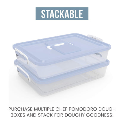 Chef Pomodoro Pizza Dough Proofing Box, 14 x 11-Inch, Preparation Container with Lid, Fits 4-6 Proofing Balls, Household Pizza and Bread Dough Tray With Convenient Carry Handle (Blue)