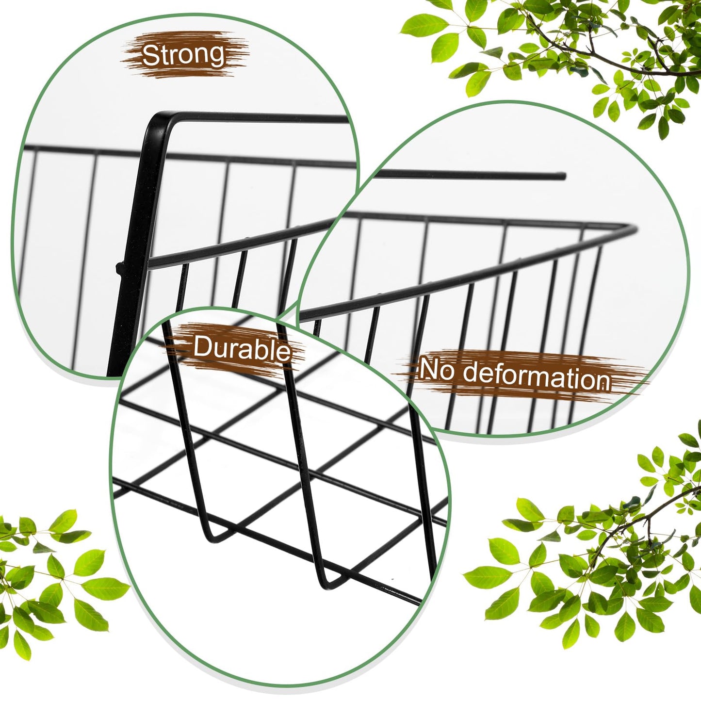 8 Pcs Under Shelf Basket, Hanging Under Cabinet Wire Storage Rack Slides Under Wire Shelves for Counter Pantry Desk Bookshelf,Black