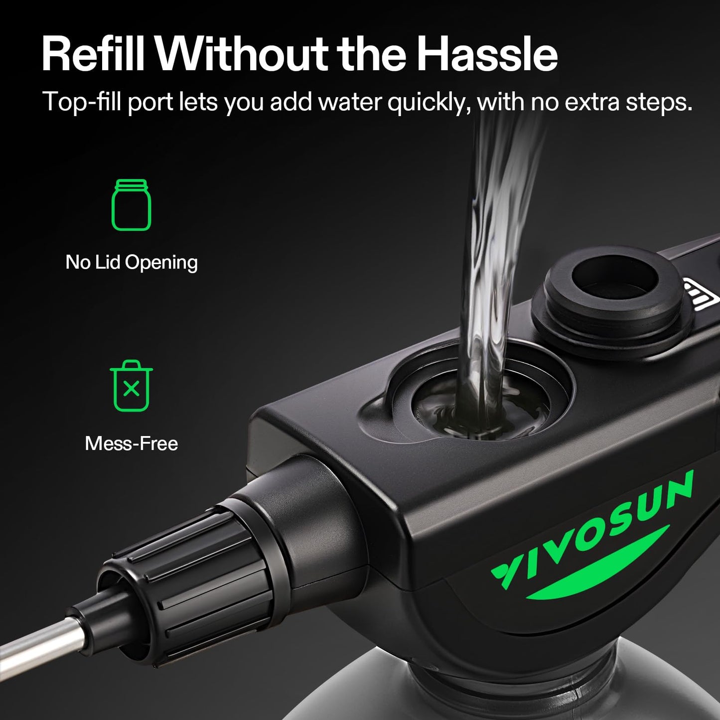VIVOSUN Battery Powered Sprayer 0.5Gallon, Electric Spray Bottle USB Rechargeable, Automatic Water Pump Plant Mister with Adjustable Pressure, Easy to Refill, 2.2 Ah Battery