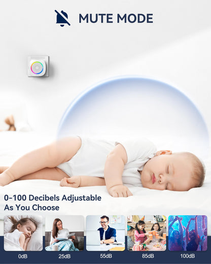 TECKNET Plug-in Wireless Doorbell with RGB Lighting & 1300 Feet Range,IP66 Waterproof Doorbell for Home/Classroom/Office/Business,60 Chimes,5-Level Volume,4.5-Year Battery Life(White)