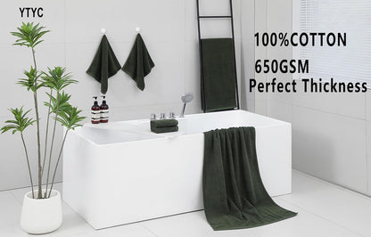 27.5x55 Inches Set 6 100 650GSM Green,6PCS) YTYC Luxury Bath Towels of Large, Percent Cotton Super Absorbent Soft