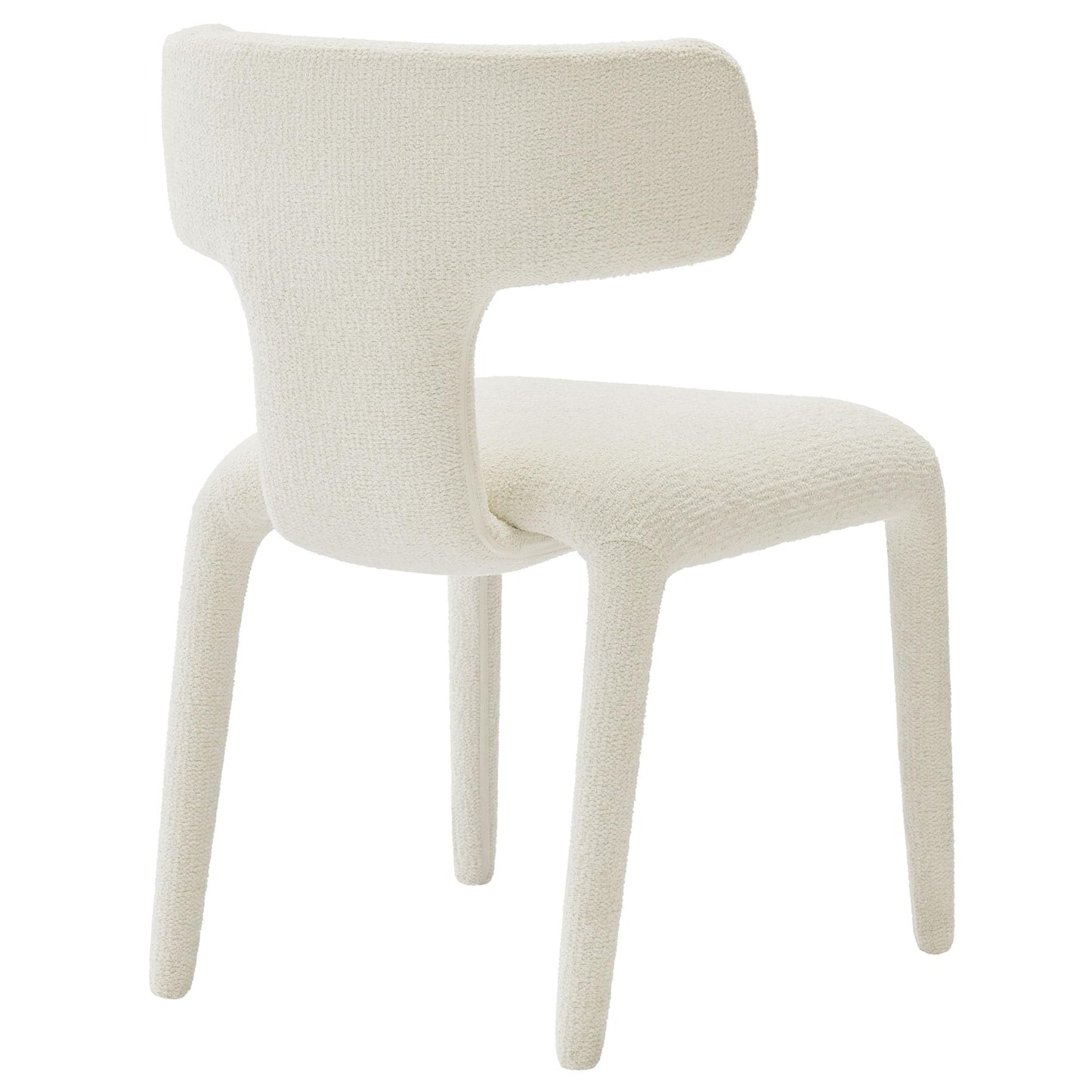 Modway Stellan Upholstered Boucle Dining Chair in Cream – Fabric Accent Chair with Curved Backrest – Armless Side Chair for Dining or Living Room