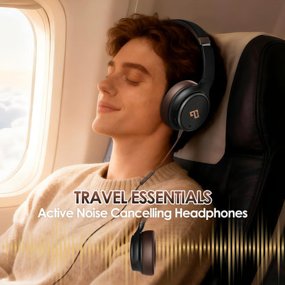 USB C Headphones Wired Headphones Over Ear with HD Mic, Foldable Active Noise-Canceling Headphone for iPad/Sports/School/Travel/iPhone 17/16/15, Samsung S25/S24, Google Pixel 9,Ideal Gifts-Brown