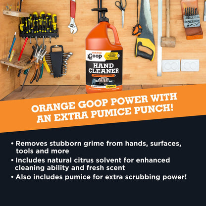 GOOP Orange Liquid with Pumice Multi-Purpose Waterless Hand Cleaner - 1 Gallon Pump Bottle