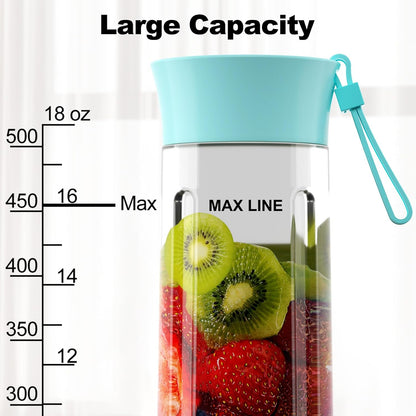 COKUNST 18oz Portable Blender, USB Rechargeable Personal Size Smoothie Blender with 6 Blades