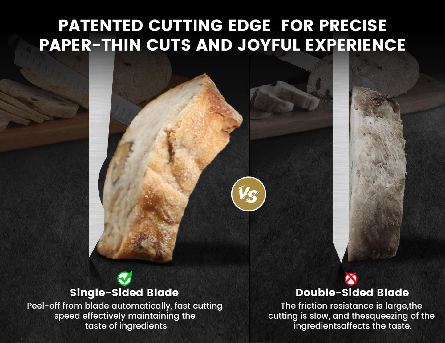 CoquusAid Bread Knife for Homemade Bread, 10.6 Inch Multifunction Serrated Knife, Razor Sharp Slicer, High Carbon German Steel Bread Cutter, Ergonomic Handle Design for Sourdough Turkey Fruit Cutting