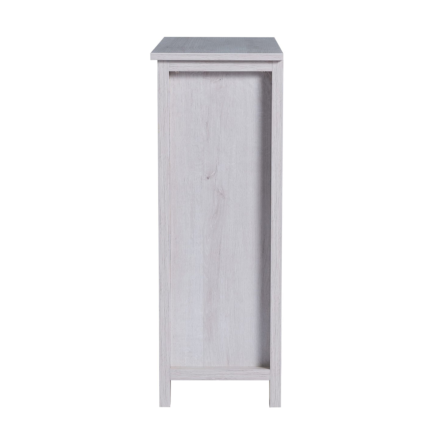 HOMES: Inside + Out Maifan Farmhouse 6-Shelf Wood 28 in. Shoes Cabinet for Living Room, Entryway, White Oak