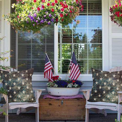 2 Pack Waterproof Outdoor Pillow Covers, 4th of July Vintage American Flag 18x18 Inch Throw Pillow Cases, Patriotic