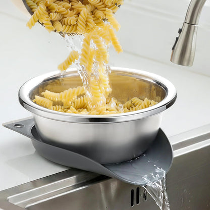 3.5QT Hands-Free 304 Stainless Steel Strainer and Colander with Self-Draining Base, Kitchen Microporous Strainers for Rice Pasta Fruits and Vegetables
