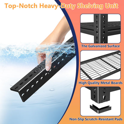 LUXEYARD Heavy Duty Garage Shelving, 60" W x 24" D x 78" H, 5-Tier Adjustable Metal Storage Rack, 660 lbs Per Shelf, 3300 lbs Total Capacity, Black, 1-Pack
