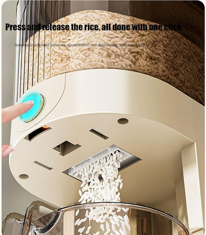 Peaoop 22LBS Rice Dispenser, Large Grain Container Storage with Lid Measuring Cylinder Household Cereal Dispenser Bucket for Kitchen Soybean Corn (22lb)