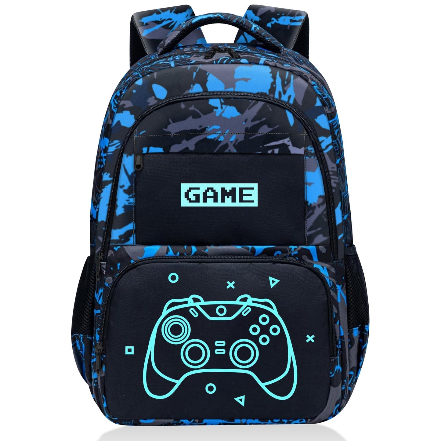 Fitvc Glow in The Dark Backpack for Boys - Game Boys Backpack for Kids Children Teens Elementary Middle School - 17″ Gamer Bookbag Travel Back Pack for Age 6-18