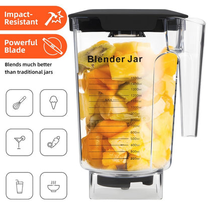 90 oz Replacement Jar Compatible with Blendtec Blender, Container Pitcher Fits All Consumer and Commercial Models, Includes Blade and Lid
