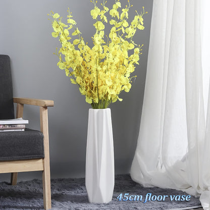 FKTHYO Floor vase Accessories Large Floor Vase,White Ceramic Vase,Handcrafted,Sophisticated Vessel for Decorative Branches and Dried Flowers (White 45cm)