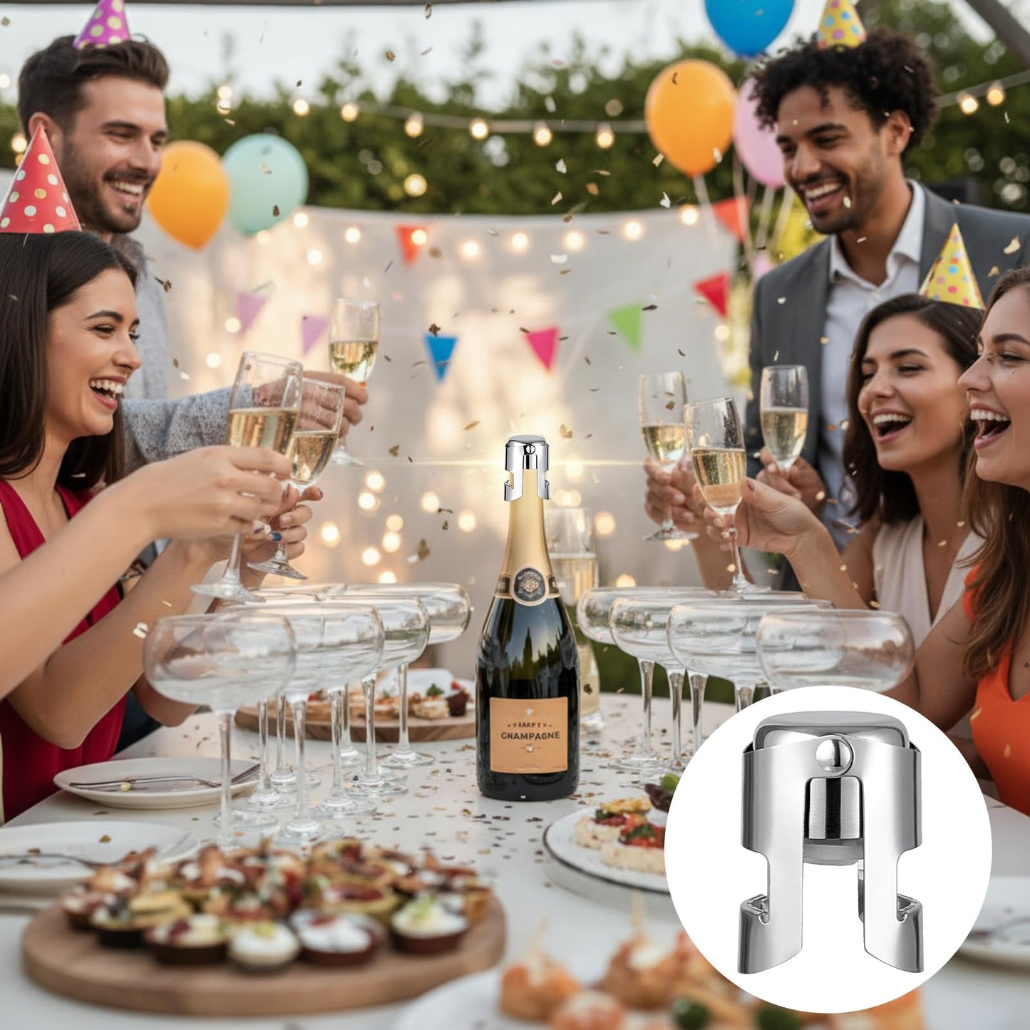 Tessco for you 18 Pcs Stainless Steel Champagne Stopper Bulk Reusable Bottle Sealer Wine Corker Champagne Cork Stopper Saver Plug for Prosecco Sparkling (Silver)