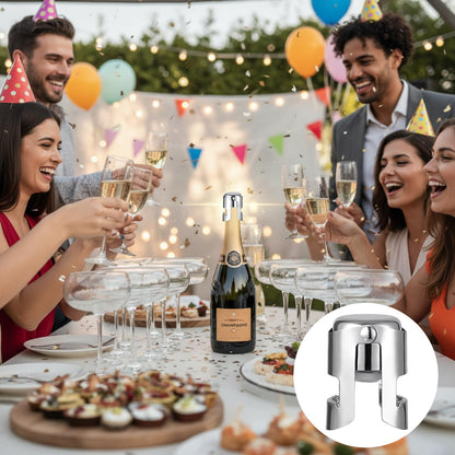 Tessco for you 18 Pcs Stainless Steel Champagne Stopper Bulk Reusable Bottle Sealer Wine Corker Champagne Cork Stopper Saver Plug for Prosecco Sparkling (Silver)