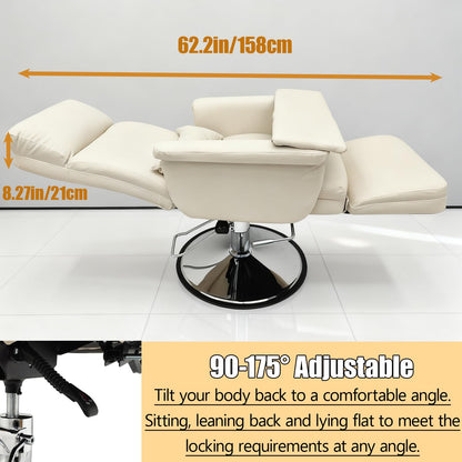 TECHTONGDA Hydraulic Facial Chair Salon Spa Table, Massage Table Beauty Bed with Back Adjusted Angle 90-175 Degrees for Massage, Lash, Barber