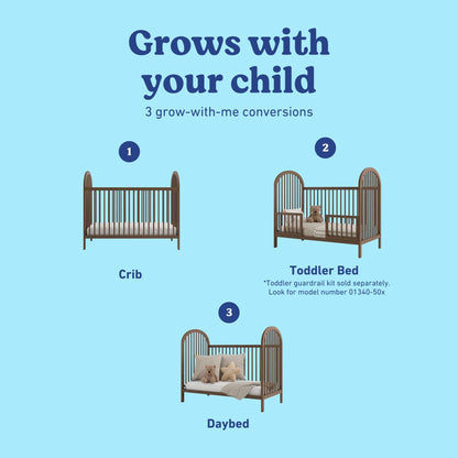 Graco Olivia 3-in-1 Convertible Crib – GREENGUARD Gold Certified, 100% Solid Wood, Fits Standard Baby Crib Mattress, Converts to Toddler Bed and Daybed, 4 Adjustable Mattress Heights (Hazelnut)