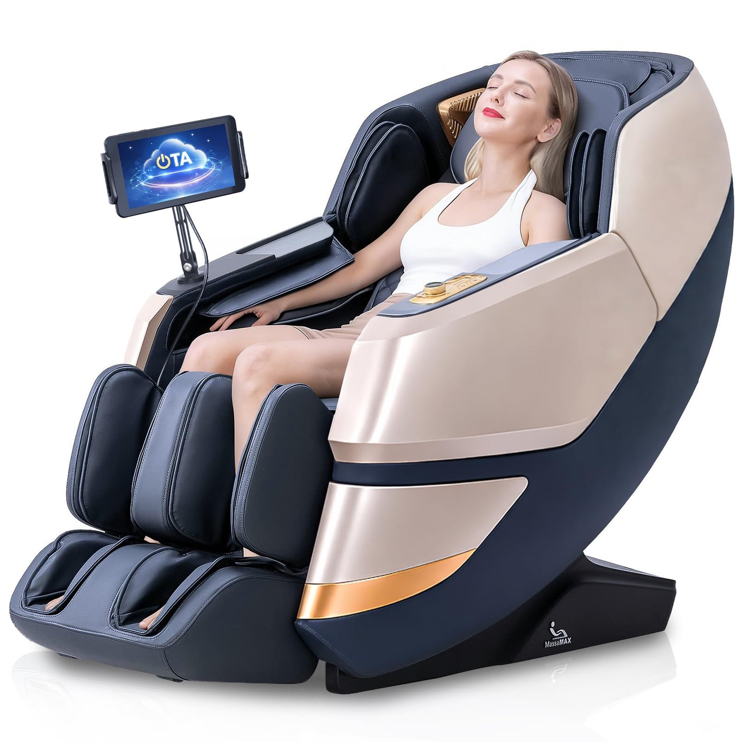MassaMAX 2026 4D Massage Chair, Full Body Recliner with OTA Cloud Tech, Deep Yoga Stretch, 27 Auto Modes, 55" SL Track, APP & AI Voice Control, Auto Footrest, Zero Gravity, and Heating for Relaxation