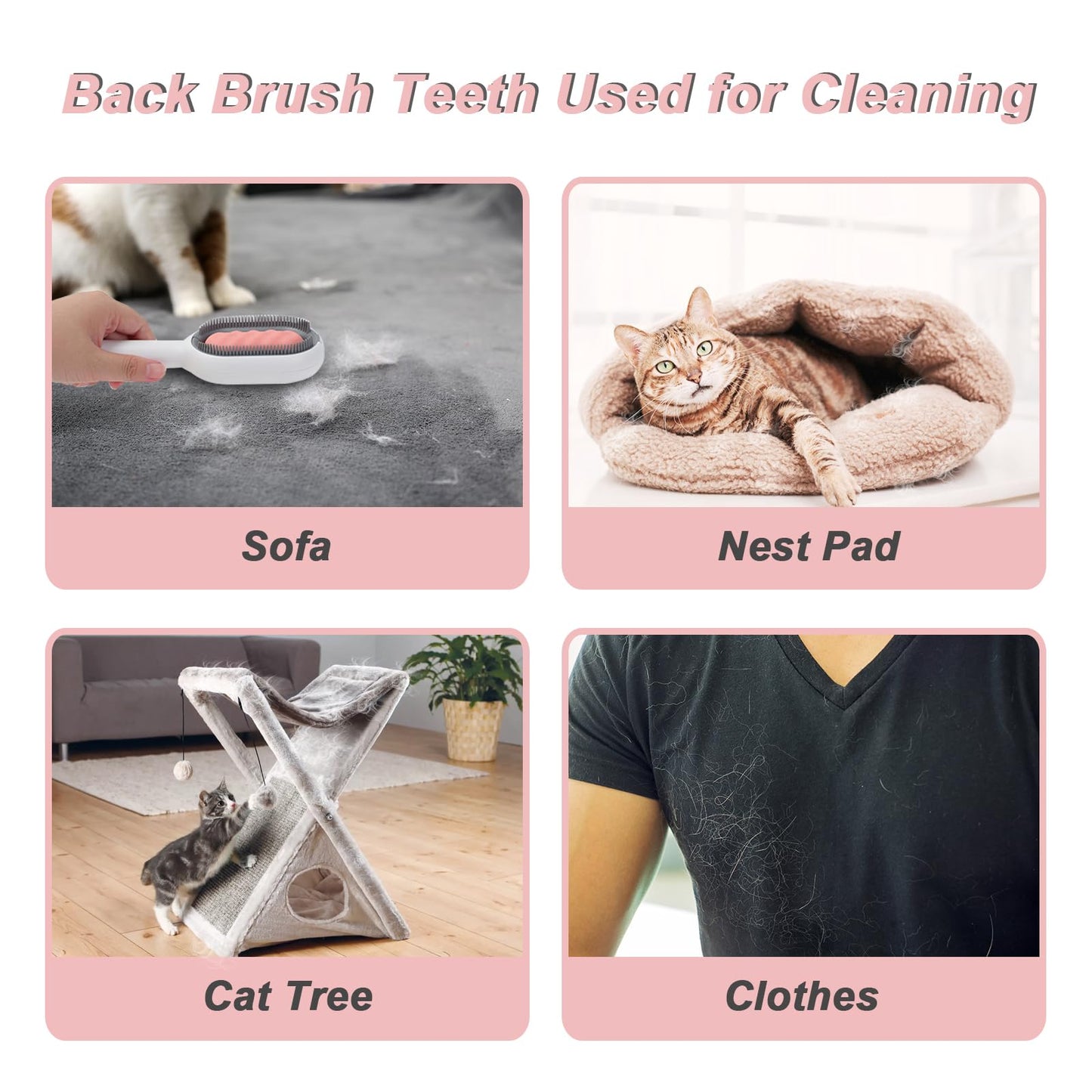 Water Brush for Cats Dogs, 4 in 1 Pet Grooming Bath Brush, 2 in 1 Cleaning Brush Cat, Wet Cat Comb, Pet Hair Removal Comb with Water Tank, Sticky Brush 2.0 (Towels Not Included)