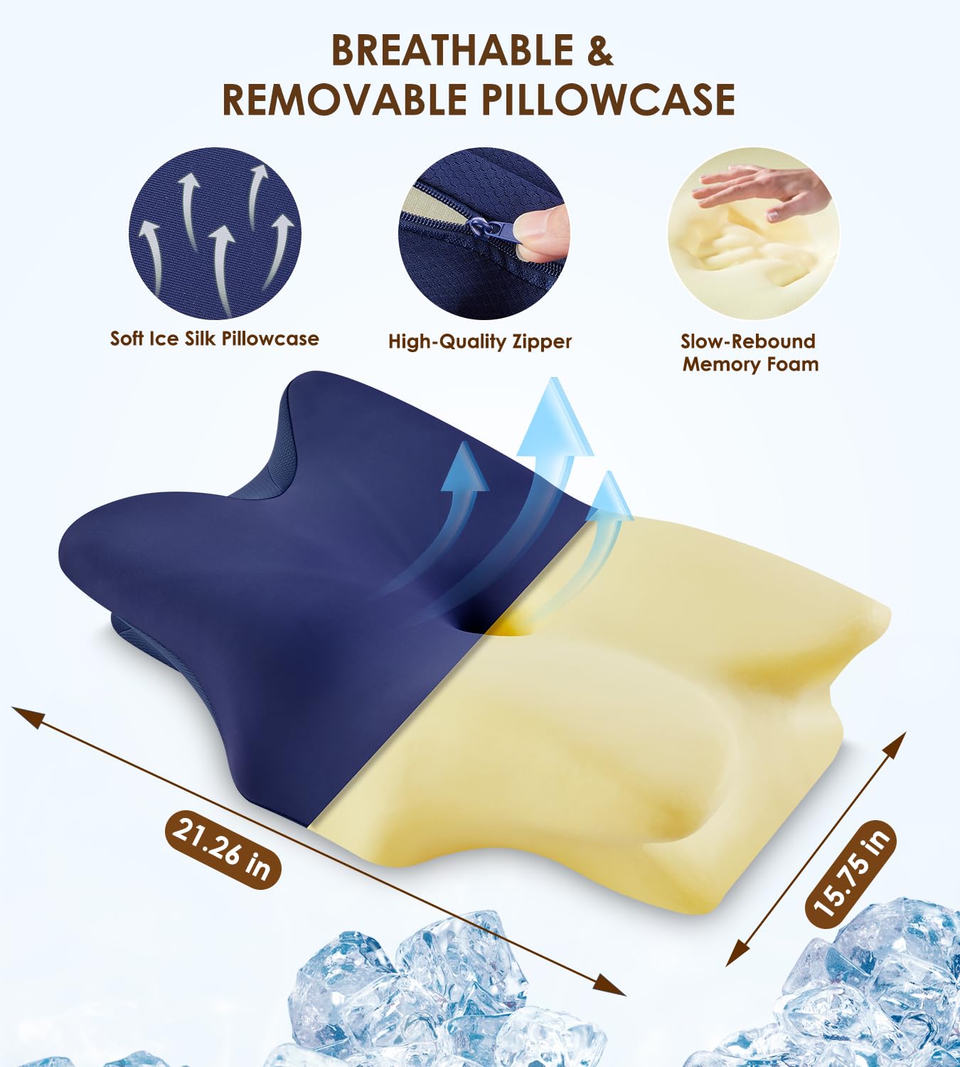 Cervical Pillow for Neck and Shoulder, Ergonomic Contour Memory Foam Pillows for Sleeping, Cooling Neck Support Pillow for Back Stomach Side Sleeper Dark Grey