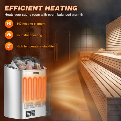 Mxmoonant Sauna Heater, 9KW 220V Electric Sauna Heaters Digital Control Sauna Stove Dry Steam Sauna Bath for Home Hotel Spa Max. 425 Cu.ft with Sauna Hygrothermograph
