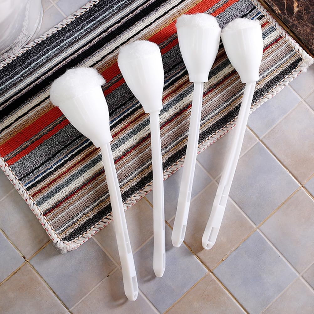 Abaodam White Toilet Brush Cleaners, Soft Toilet Bowl Brush Mop with Long Handle, 4pcs Toilet Scrubber Cleaning Brush