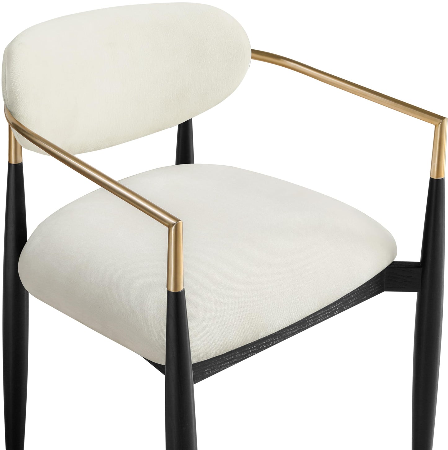 Meridian Furniture 11022Beige-AC Riccio Collection Modern | Contemporary Dining Arm Chair with Beige Performance Polyester, Ash Wood, Iron, 21.5" W x 21.5" D x 29.5" H, Beige, Set of 2