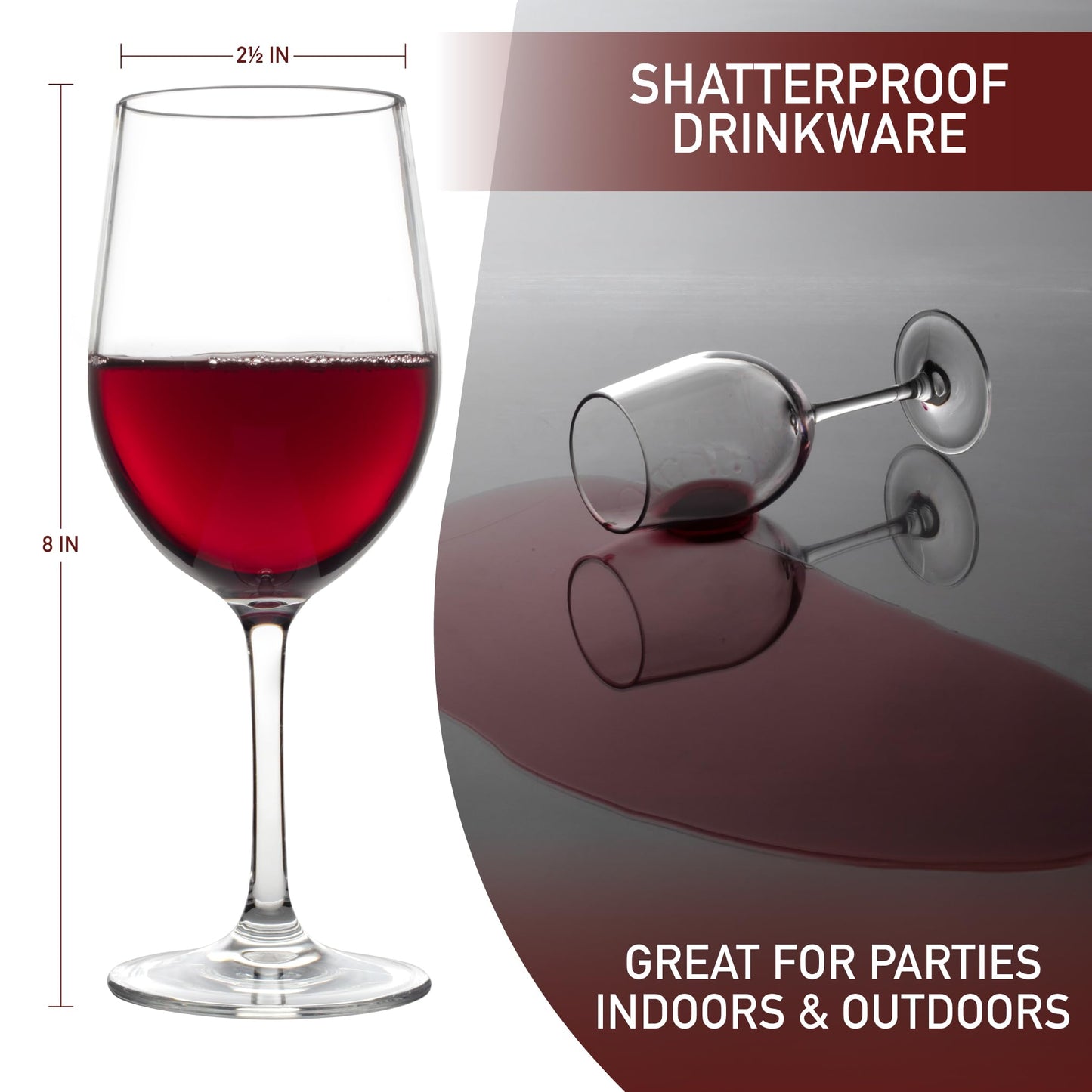 D'Eco Unbreakable Tritan Stemmed Wine Glasses, 12 oz (Set of 16) - Shatterproof, Crystal-Clear, BPA-Free Tumblers – Indoor & Outdoor Cups Great for Parties & Entertaining - Mothers Day Gift for Mom