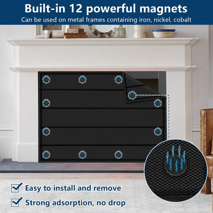 Magnetic Fireplace Blanket for Heat Loss Indoor Fireplace Covers Keep Drafts Out Stops Heat Loss Fireplace Draft Stopper with Built-in 12 Strong Magnet for Iron Fireplace Frame Fireplace Screen 36x32"