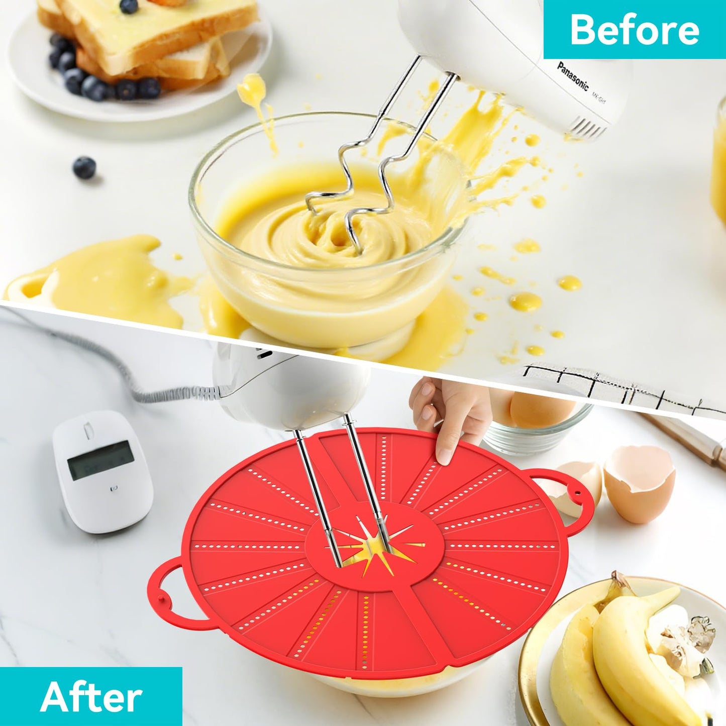 Silicone Splatter Screen for Frying Pan, Foldable Splash Guard, Multi-Use Grease Splatter Guard,Heat-Resistant Trivet Mat, 12" Non-Stick Oil Splatter Guard, Dishwasher Safe, BPA Free-red