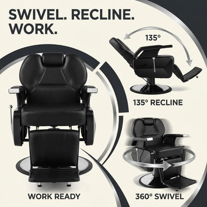 Artist hand Black All Purpose Hydraulic Recline Barber Chair Salon Beauty Styling Chair for Beauty Shop