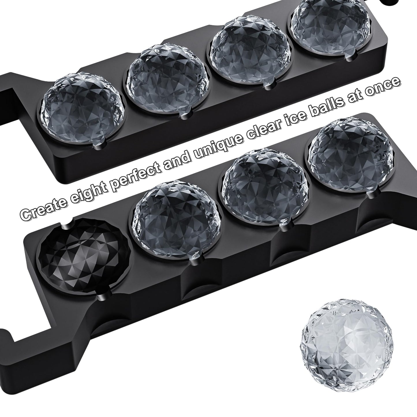 Bangp Clear Ice Ball Maker Mold,Whiskey Ice Cubes Mold,8 Distinctive 2" Crystal Clear Ice Balls for Cocktails and Drinks,Fun Shapes Ice Maker,Gifts for Men