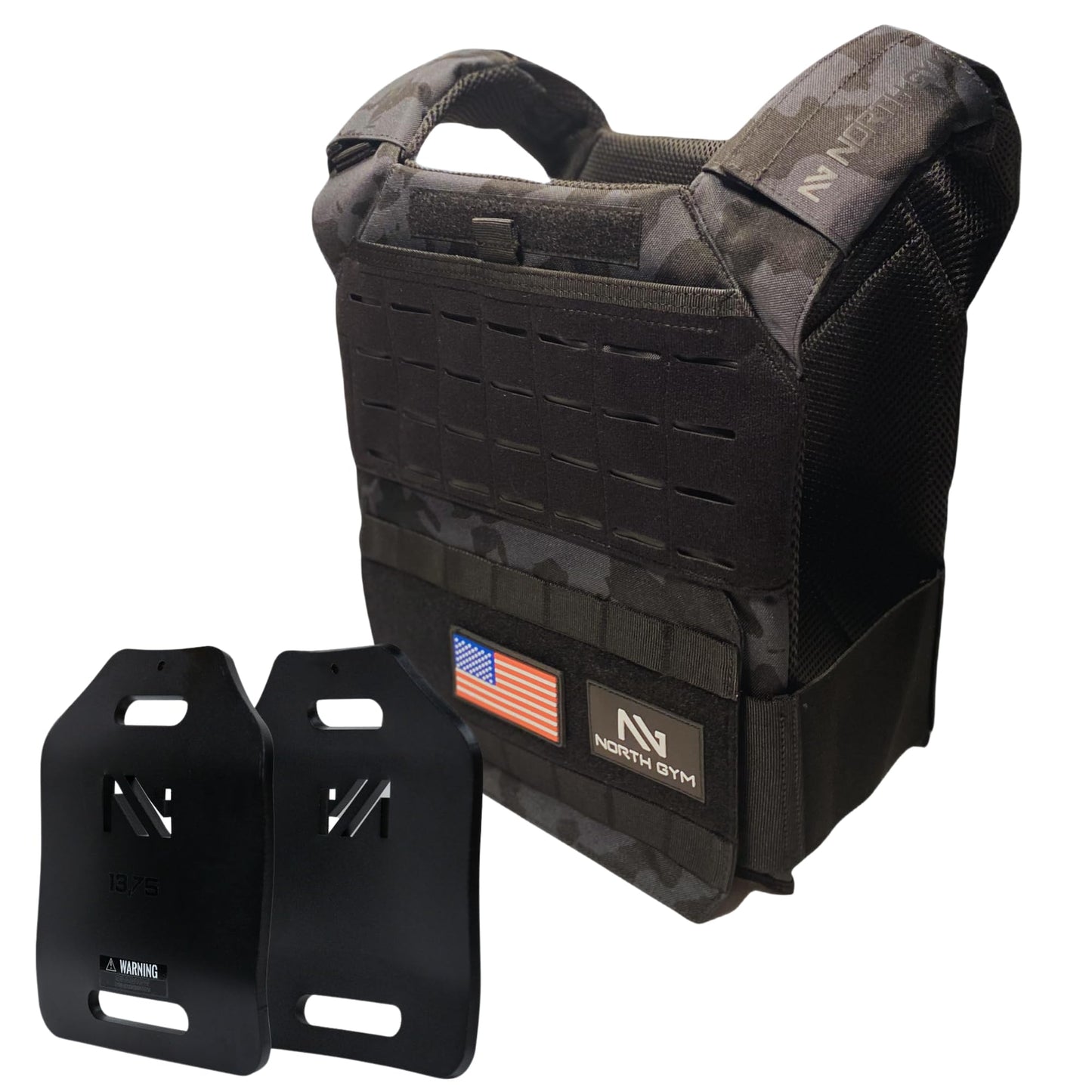Northgym Adjustable Weighted Vest/Incl. Two 3D Weight Plates in 14lbs / 20lbs/ 30lbs/ 42.5lbs - Optimized Weight Distribution and with Curved Plates for Running, Functional Training and Working Out