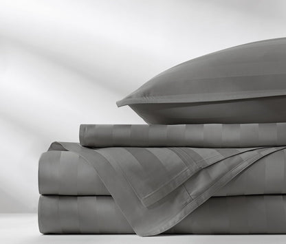 Pure Bamboo Twin Sheets - Luxuriously Soft 100% Organic Viscose Bed Sheet Set | Cooling Jacquard Stone