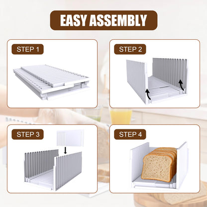 Fanlory Bread Slicer,Adjustable Thickness And Width Guide Bread Slicer, Foldable and Compact Bread Slicing for Homemade Bread - Kitchen Gadget, Baking Tool,Gift for Mom Dad white