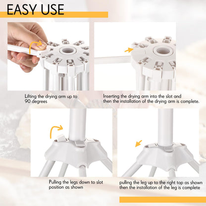 FoldTier Pasta Drying Rack and Cutter Wheel Ravioli Cutter Wheel Ravioli Roller Plastic Foldable Homemade Fresh Spaghetti Collapsible Stand Stable Easy Storage for Kitchen and Home Dumpling Lasagna