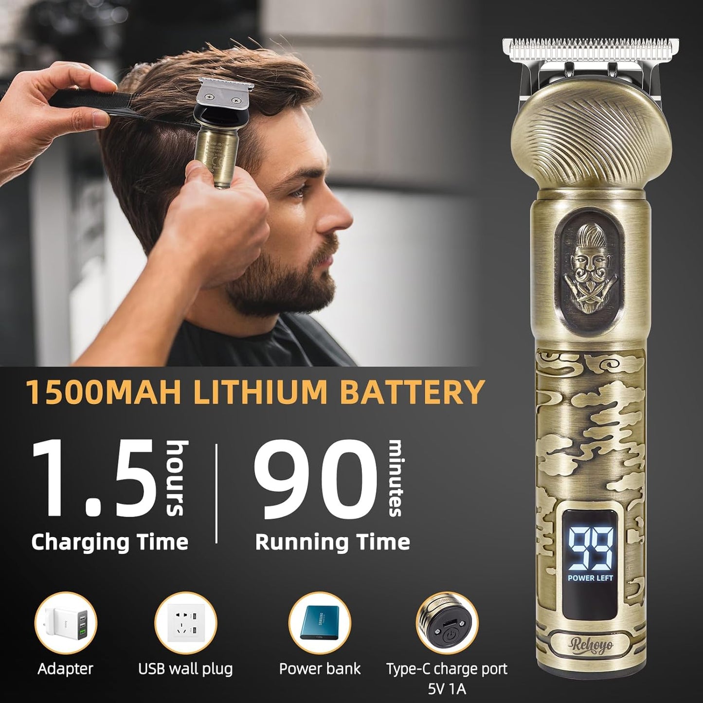 Beard Trimmer for Men, Waterproof Cordless Hair Clipper, Electric Razor Shaver, Mens Grooming Kit for Mustache Nose Body Facial Hair, Rechargeable Beard Trimmer Kit, Gifts for Men