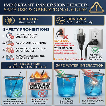1800W Portable Hot Tub Heater, Immersion Water Heater with Thermostat, Submersible baptismal Heater for Inflatable Pools, Bathtub, Spa, and Cold Plunge, Fast Heating Bucket Heater