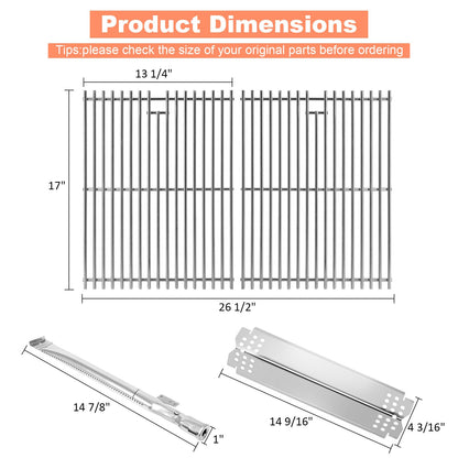 Grill Parts for Nexgrill 5 Burner 720-0888 720-0888N 720-0888A,4 Burner Nex-grill 720-0830H 720-0830 Stainless Steel Cooking Grates, Heat Plates, Burner Replacement Kit for Home Depot Nex grill