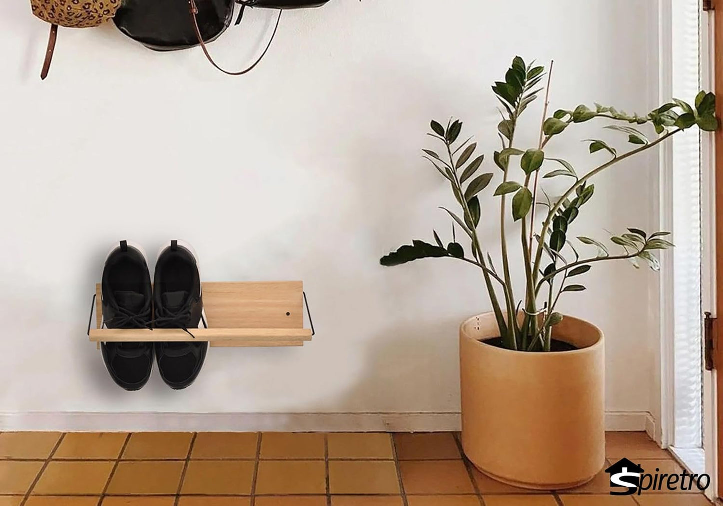Spiretro Shoe Rack with Dowel, Wall Hanging Shoe Storage, Organize for Sneaker, Slipper, Boots in Entryway, Hallway