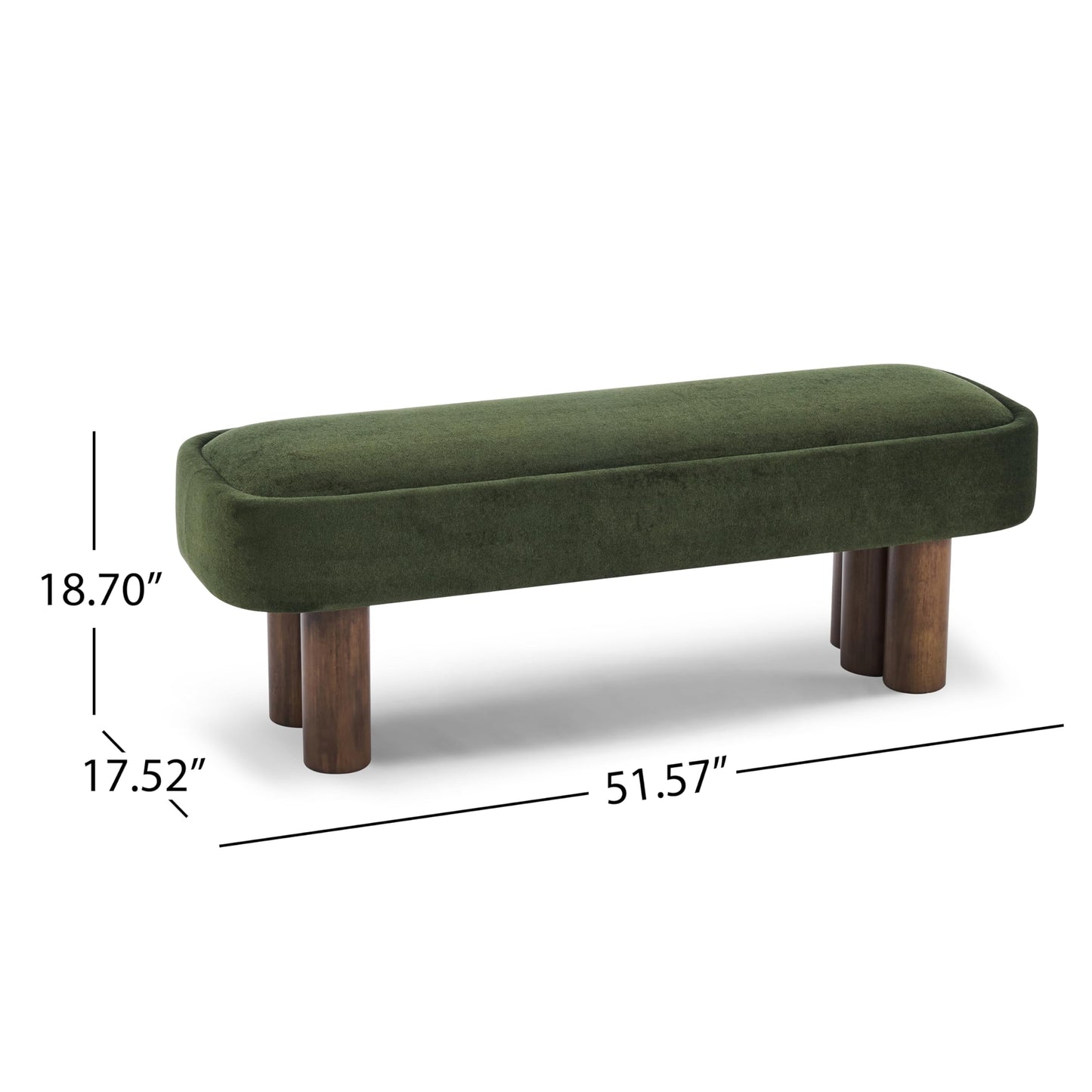 Christopher Knight Home Damas Fabric Upholstered Dining Bench, Wooden Entryway Bench, Long Sofa Footstool for Living Room, Bedroom End of Bed Bench, Olive Green+Walnut