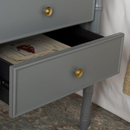 SAFAVIEH Furniture - Niah 2-Drawer Nightstand - Grey & Gold - Wood - Glam Hardware Design - Ideal for Bedroom, 23"W x 20"D x 25.25"H (NST3501C)
