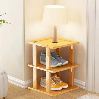 3Tier- Closet SAN HE Bamboo Shoe Rack Vertical Shoe Rack for Small Spaces, Tall Narrow Shoe Rack Organizer for Entryway