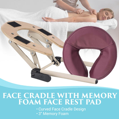 NRG Vedalux Portable Massage Table Package | Burgundy | Folding Lightweight Massage Bed | Professional Spa Table with Face Cradle, Hanging Armrest & Carrying Case